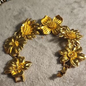 TRIFARI Gold Floral Statement Bracelet